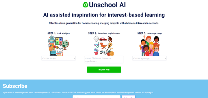 screenshot of unschoolai.com web app